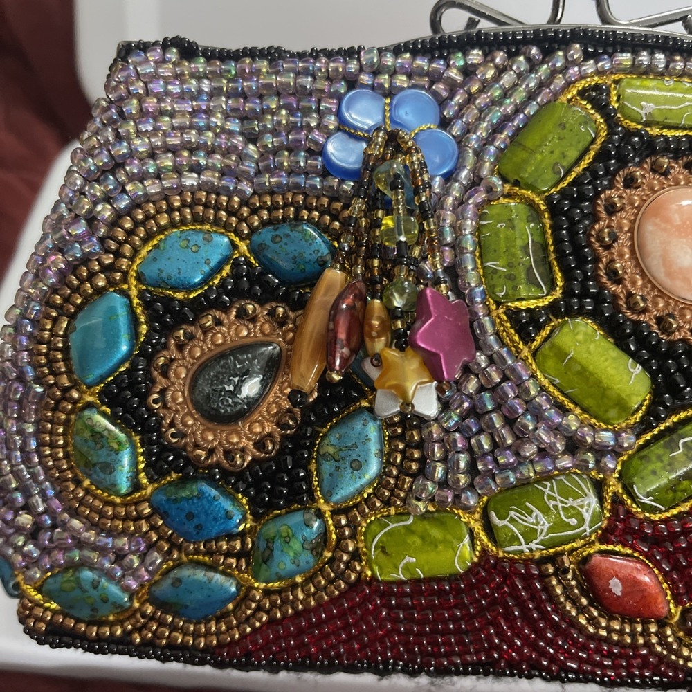 Ohh! Ashley Handcrafted Beaded Bag Mini Clutch Purse Evening Handbag *No Chain* - Picture 3 of 12